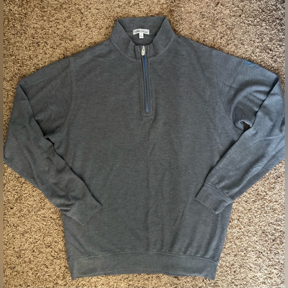 Peter Millar Crown Comfort 1/4 Zip Pullover Cavalier Yacht & Country Club Gray